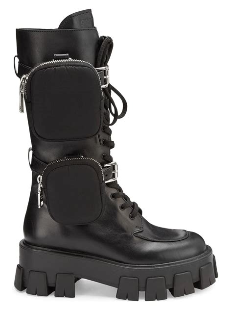 prada leather ankle boots saks|prada combat boots sale.